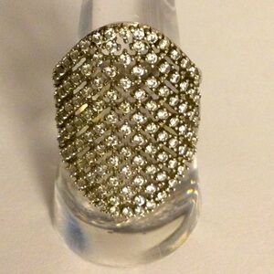 925 Sterling Silver with QZ Diamonds statement ring size 9